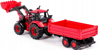Traktor lodër Polesie BELARUS 91871, me ngarkues dhe rimorkio, i kuq