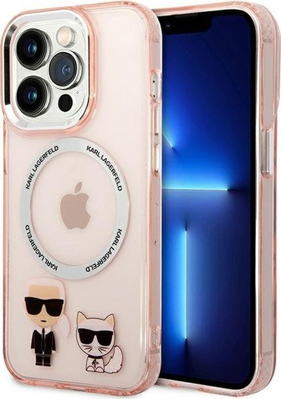 Mbulesë telefoni Karl Lagerfeld KLHMP14LHKCP, për iPhone 14 Pro 6.1", MagSafe, rozë