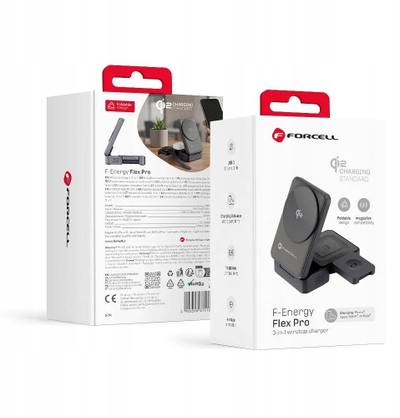 Karikues wireless Forcell F-Energy 3in1 Flex Pro, Qi2, kompatibil me MagSafe, gri