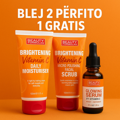 Set 2+1 GRATIS Beauty Formulas, Serum për fytyrë, 30ml, Skrab për fytyrë, 150ml, + Hidratues për fytyrë, 100ml