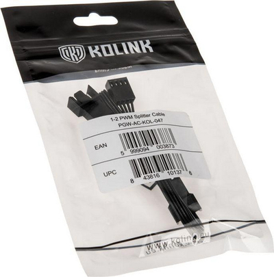 Kabllo Y për ventilator PC Kolink PGW AC KOL 047, 4 pin, 0.35 m, e zezë