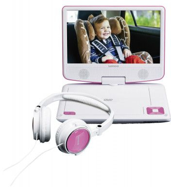 Портабилен DVD плеер Lenco DVP-910, екран 9\", црн и розов