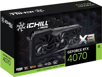 Kartë grafike Inno3D GeForce RTX 4070 iChill X3, 12GB GDDR6X, PCI Express, e zezë