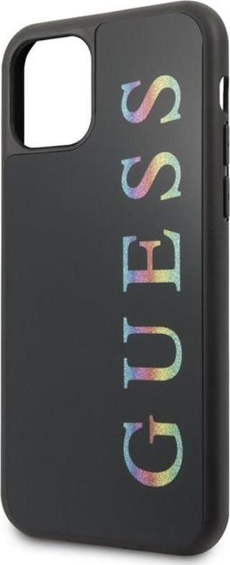 Kapak telefoni Guess GUHCN65LGMLBK për iPhone 11 Pro Max, me logo shumëngjyrëshe, i zi