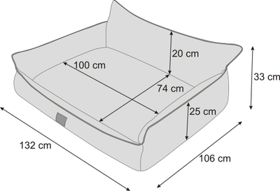 Shtrat për qen Joker Ekolen Bed Sofa XXXL, 132x106 cm, kundër ujit, gri