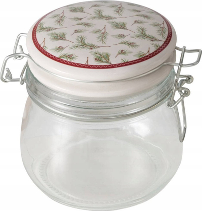 Kavanoz qelqi me kapak porcelani Charlene, 450ml, transparent