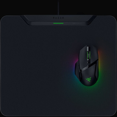 Гејминг мауспад Razer HyperFlux V2, безжично полнење, ЛЕД, црн