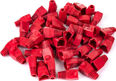 Kapak mbrojtës RJ45 pa markë, set me 50 copë, plastikë, i kuq