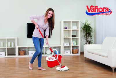 Kovë me spin mop Vanora Primo Red, 12L, e bardhë e kuqe