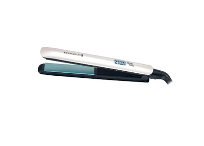 Piaster flokësh Remington Shine Therapy S8500, pllaka qeramike, temperaturë e rregullueshme, e bardhë