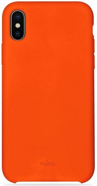 Kapotë silikoni Puro Icon për iPhone X, mbrojtëse e butë, portokalli