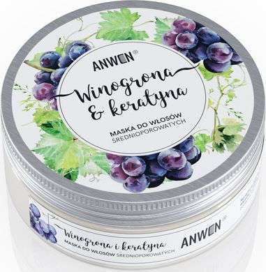 Maskë flokësh Anwen Grape and Keratin, për flokë me porozitet mesatar, 200ml