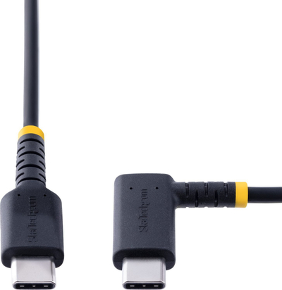 Kabllo karikimi StarTech USB-C, 15 cm, 60W PD 3A, me kënd të drejtë, e zezë