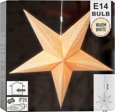 Yll dekorativ Home Styling Collection Lighted Star Velvet Beige Hanging, 75 cm, për varje, bezhë