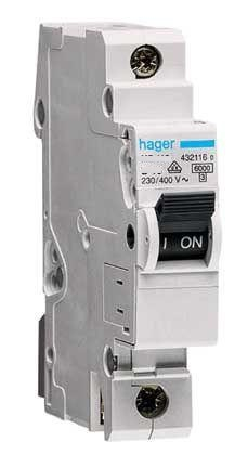 Ndërprerës qarku Hager 1P, C, 20A, 6kA, AC, MCN120E