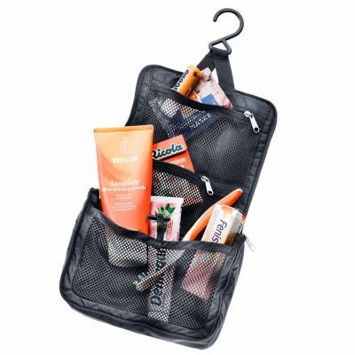Çantë tualeti Deuter Wash Center Lite I, 1.5L, me grep për me var, e zezë
