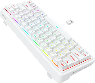 Механичка тастатура Redragon K730W RGB Pro Draconic V2, 61 копче, безжична, бела