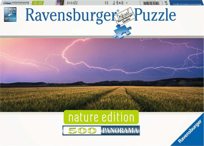 Puzzle Ravensburger Nature Edition Summer Thunderstorm, 500 copa, panoramë, shumëngjyrësh