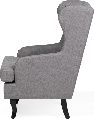 Poltron krahësh ALTA Wingback, pëlhurë, këmbë druri, gri