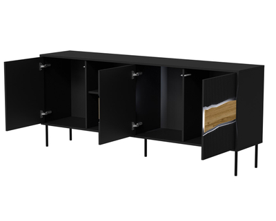 Komodë Cama Meble Inserto 3D1W, 190 cm, me LED, e zezë
