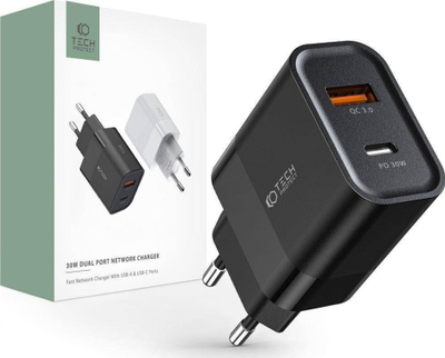 Karikues muri Tech-Protect C30W, 2 porta, PD 30W QC 3.0, i bardhë