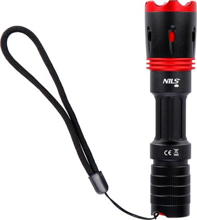 Elektrik dore LED NILS Camp NC0004, rikarikues USB C, teleskopik, i zi me të kuqe