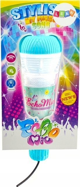 Mikrofon lodër për fëmijë Echo, efekt jehone, drita LED, i kaltër