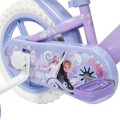 Biçikletë fëmijësh Huffy Disney Frozen 22294W, 12", me rrota ndihmëse, e bardhë vjollcë