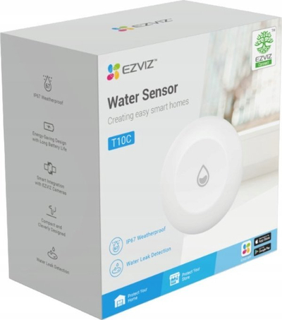 Senzor uji EZVIZ T10C, detektor rrjedhjeje, alarm zanor, i bardhë