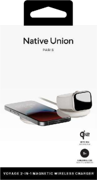 Бежичен полнач 2 во 1 Native Union Voyage, магнетен, пренослив, беж Сандстоун