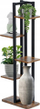 Stendë për lule Vilde Plant Stand, 5 kate, 116.5 cm, metal i zi me dru të errët
