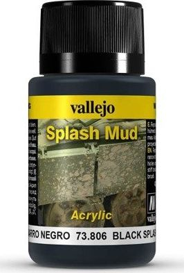 Bojë modelimi Vallejo Weathering Effects Black Splash Mud, 40ml, baltë e zezë