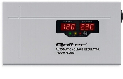 Stabilizues tensioni Qoltec AVR 1000VA, 600W, me ekran LCD, gri