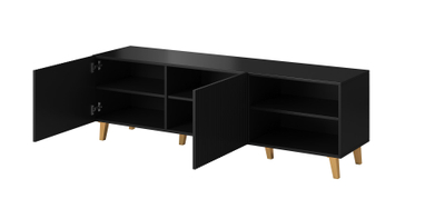 Kredencë TV Pafos, 150x40x52 cm, MDF, e zezë mat