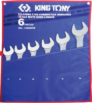 Set çelësa kombinim King Tony 1290MRN, 6 copë, 34–50 mm, blu