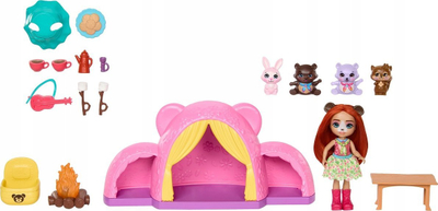 Set lodrash Mattel Enchantimals Camping Trip, me kukull, me kafshë shoqëruese, shumengjyrësh