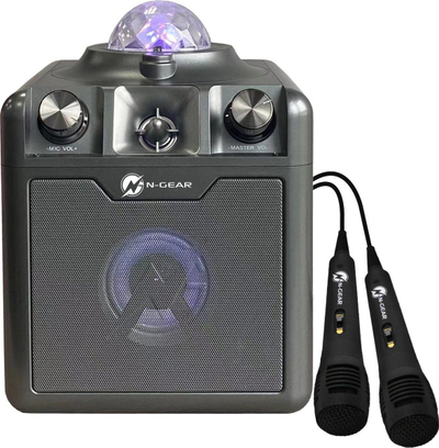 Kuti muzikore N-GEAR Block Party 602, Bluetooth, me 2 mikrofonë, gri