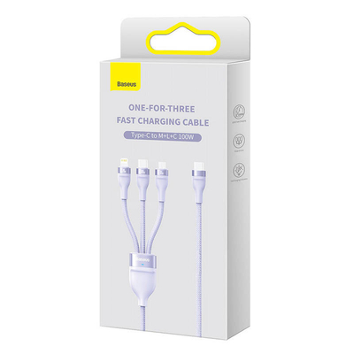 Kabllo karikimi Baseus CASS030205 3 në 1, 100W, 1.5m, lejla