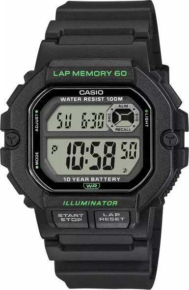 Дигитален часовник Casio Collection WS-1400H-1AVEF, 44.5mm, смола, црна