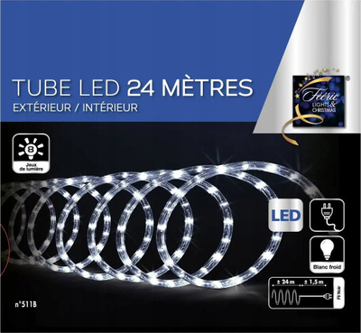 Shirit dekorativ LED Electric White Light Cord, 24 m, dritë e bardhë