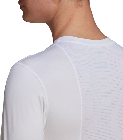 Bluzë kompresuese adidas TechFit GU7334, me mëngë të gjata, për burra, e bardhë
