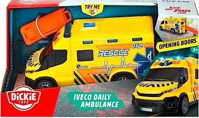 Autoambulancë lodër Simba SOS Iveco, 18cm, me drita dhe zëra, e bardhë