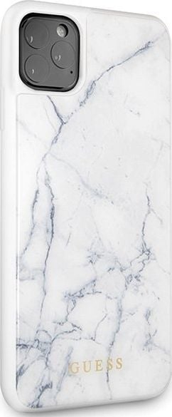 Mbulesë telefoni Guess Marble Collection për iPhone 11 Pro Max, hard case, dizajn mermeri, e bardhë