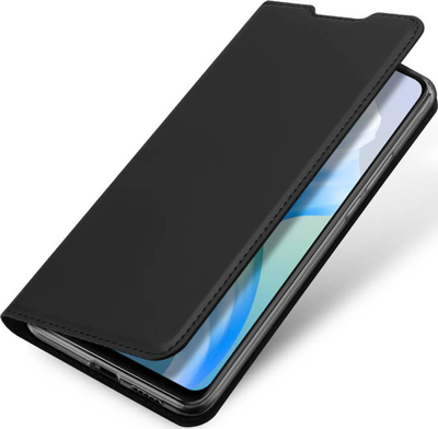 Futrollë me kapak Dux Ducis Skin Pro për Vivo V23e, lëkurë ekologjike, bëhet si mbajtëse, e zezë