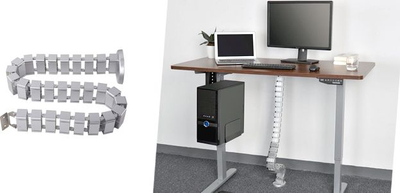 Kanal kabllosh vertikal Spacetronik SPK-170S, 122 cm, për tavolinë pune, ngjyrë argjendi