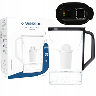 Karafili filtrues uji Wessper D3 Slim Futureflow, 2.7L, LED, i bardhë