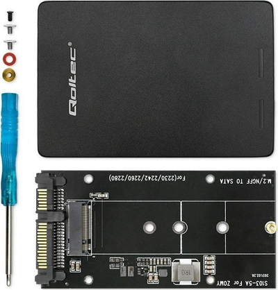 Адаптер Qoltec за SSD M.2 SATA NGFF во SATA III, 6Gb/s, црн