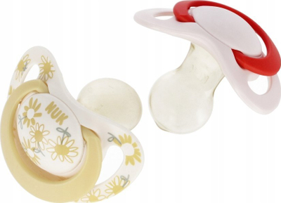 Bibëron qetësues NUK Soothing, latex, 6–18 muajsh, me yje, i verdhë me të kuqe