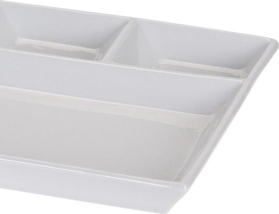 Pjatë servirje EH Excellent Houseware, qeramike, me 4 ndarje, e bardhë