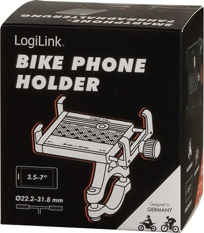 Mbajtëse telefoni për biçikletë LogiLink AA0146, rrotullim 360°, alumini, e zezë me të kuqe